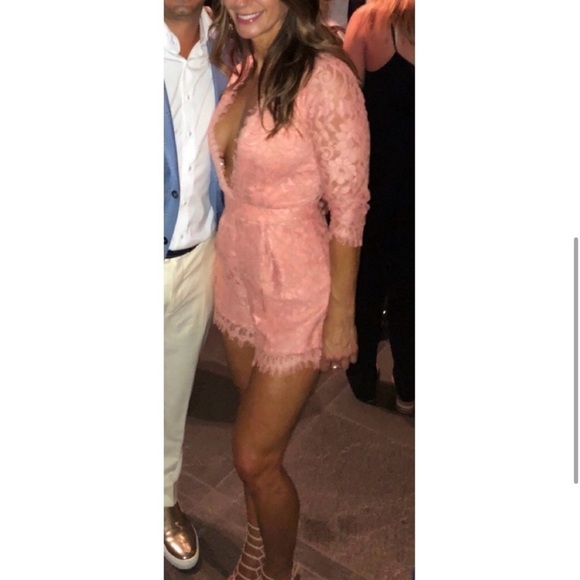 NBD Warren Romper Lace Large Dusty Rose Pink Sexy Club New Years Eve Revolve - Picture 4 of 7